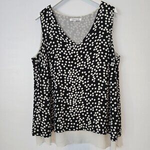 Rose and Olive Sleeveless Top  1X B&W